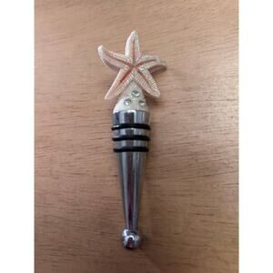 New Beachy 🏝️Starfish 🐚Glittery Faux Diamonds 💎 on Sand Wine🍷Bottle Stopper